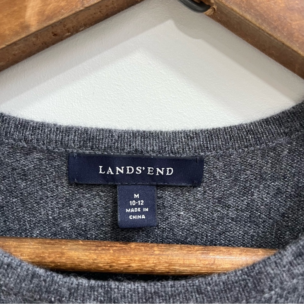 Lands End Argyle 100% Cashmere Crew Neck Women’s Sweater Gray Blue M 10-12 - Picture 6 of 6
